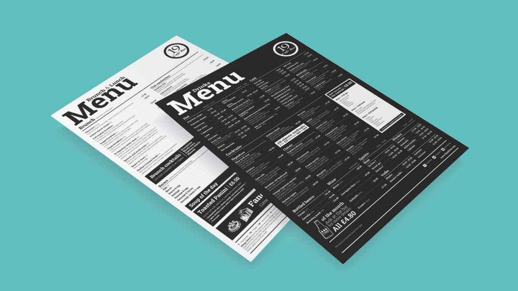 19 cafe bar menu design and print