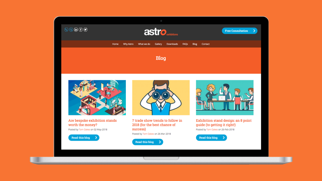 Astro Exhibitions website design